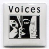 Pin mit Logo; Motiv: Voices, Siebdruck